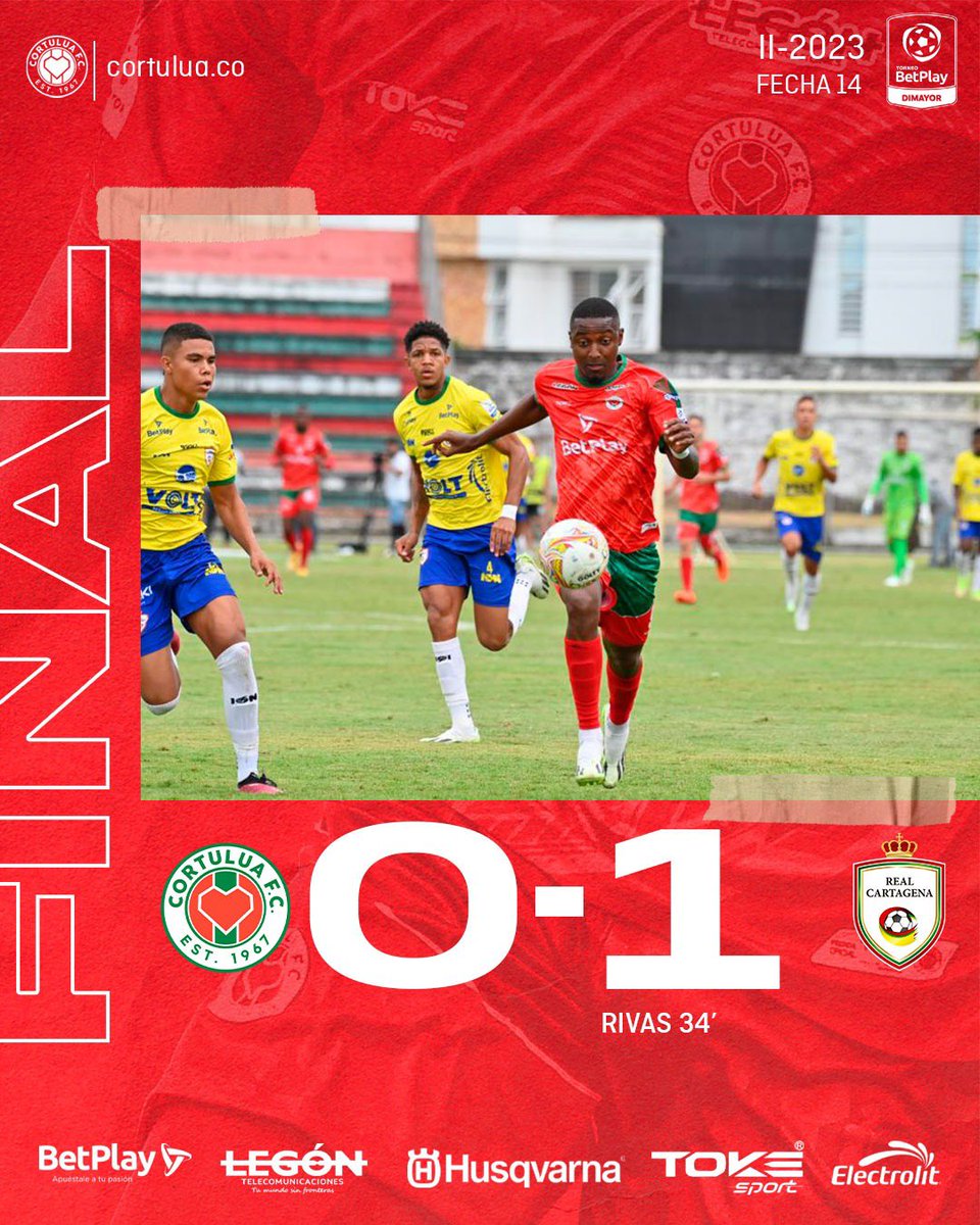 ¡Final del partido! 
#Cortuluá 🆚 @RealCartagena 
¡VAMOS CORTU! 
.
#cortuluá #equipocorazón #fútbol #colombia #porlaexcelencia 
❤️💚🤍