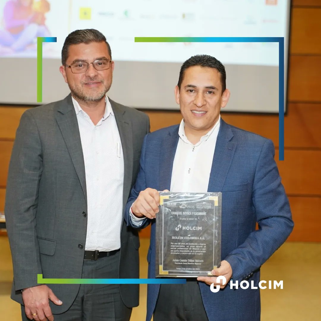 HOLCIMColombia1's tweet image. Agradecemos a @CamacolBoyCas por el reconocimiento que exalta nuestra labor empresarial, el aporte al sector constructor y al desarrollo de la región
Felicitamos a Camacol Boyacá y Casanare por sus primeros 25 años construyendo oportunidades para la región.
#ConstruyendoProgreso