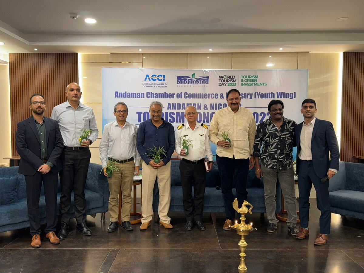 arorapb's tweet photo. @acciandaman #ACCIYouthWing organizes #TourismConclave in #PortBlair with an aim to promote #sustainabletourism @iato_india @FollowCII @FhraiO @FhraiMagazine @AndamanNews @TourismDeptANI @tourismgoi @haanipb 

The Youth Wing of Andaman Chamber of Commerce and Industries (ACCI) organized a massive "Tourism Conclave" in the City of Port Blair on October 3rd, 2023 at TSG Emerald View Hotel. The conclave witnessed a robust gathering of representatives from hotel and restaurant industry from across Andaman & Nicobar Islands.

This conclave was organised with an aim to discuss and educate the audience on the various sustainable practices in the tourism industry and to act as a platform for collaborations and partnerships that aim to promote responsible hospitality and tourism in A&N Islands.

The welcome address was delivered by the President of ACCI Youth Wing Mr. Farhan Jadwet and later the conclave was officially inaugurated by the Chief Guest Smti. Nandini Maharaj, IAS, Special Secretary, IP&T, A&N Administration with a lamp lighting ceremony. 

This was followed by an award ceremony in which the prominent stakeholders who have contributed in sustainable tourism were felicitated. 

The day witnessed exchange of ideas, meaningful conversation that in a longer run would contribute to the advancement of tourism industry.

Smt. Nandini Maharaj, in her address highlighted the unique qualities of Andaman & Nicobar Islands as a destination for sustainable and eco tourism. She also put forth the initiatives taken by A&N Administration for improving the tourism industry in A&N Islands. 

The conclave also featured key panel discussions on various topics. The experts shared their insights to promote sustainability and responsible business practices for a greener future.

Panel Session I focused on “Sustainable Tourism and Green Investment.” This discussion was hosted by Mr. Ebrahim Jadwet, Director, ANEMCO and the Panel Members included Mr. Ramakrishna, Assistant Director, India Tourism, Mr. Anil Kumar, GM, CGH Earth, Mr. Mohd. Sajid, MD, Andaman Escapades, Mr. Arun Singh, President, Avians Club and Mr. Mukeshwar Lal, a renowbed Film Maker and Historian. The discussion revolved around promoting sustainability in investment decisions, policies on green tourism and waste management etc.

Panel Session II tackled the theme of “Tourism in Andamans Issues and Future ”. This discussion was hosted by Mr. Dakshin Bhasker, Director, TSG Hotels and Resorts and the Panel Members included Mr. M. Vinod, Member, LG Advisory Committee, Mr. Mohd.  Mr. Mohd. Parvez, GM, ANIIDCO, Mr. Girish Arora, Former President, ACCI, Mr. C.S Ashok, Director, Makruz and Mr. V.V Singh, Pilot, Pawan Hans. The Experts explored approaches to improve tourism in A&N Islands by making tie-ups with international countries like Singapore, Indonesia, Thailand etc and tackling the issues such as connectivity problem, high air fares, unavailability of adequate helicopters, cruise ships and sea planes in Inter-Island sector etc.

Finally, the programme was concluded with a vote of thanks proposed by Mr. Ayush Kandoi, (Designation).

The Tourism Conclave organized by ACCI Youth Wing is the first of it's kind in Andaman & Nicobar Islands and provided a platform for in-depth discussions on pressing issues faced by the tourism industry in A&N Islands, encouraging businesses to embrace sustainability and responsible practices to create a greener and socially conscious future.