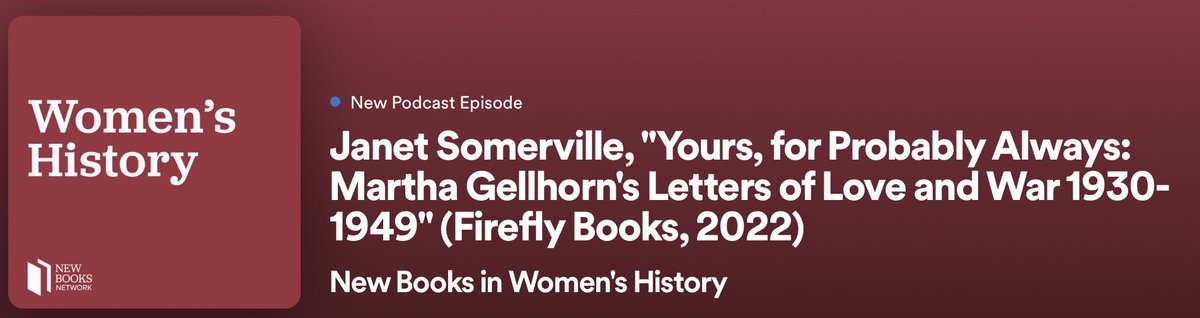 I had a wonderful time talking about my #Gellhorn book with @NewBooksNetwork host @JaneScimeca1.

Take us with you on your next walk or trip to the gym:

open.spotify.com/episode/6Vddrl…

@FireflyBooks #WomensHistory #ReadWomen
