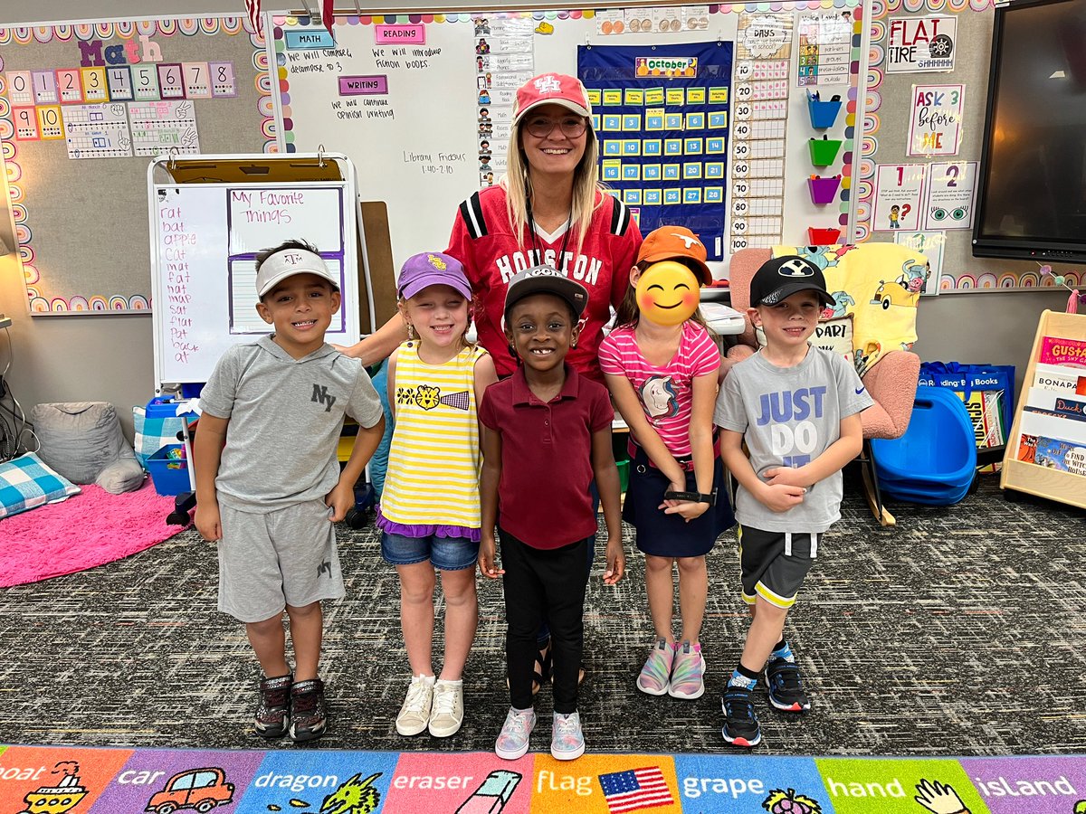 Mrs_Patterson21's tweet photo. Sporting our college gear! @TexasAggieFB @UTAustin @BYU @UHouston @LSU  @BlackBearkats @CyFairISD https://t.co/hZg7ageQeR