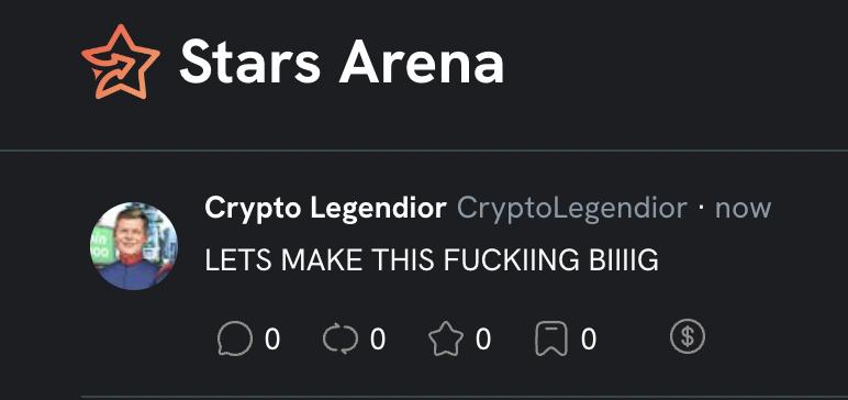 I just joined #starsarena! 

I will make all holders rich!

Join: starsarena.com/?ref=CryptoLeg…