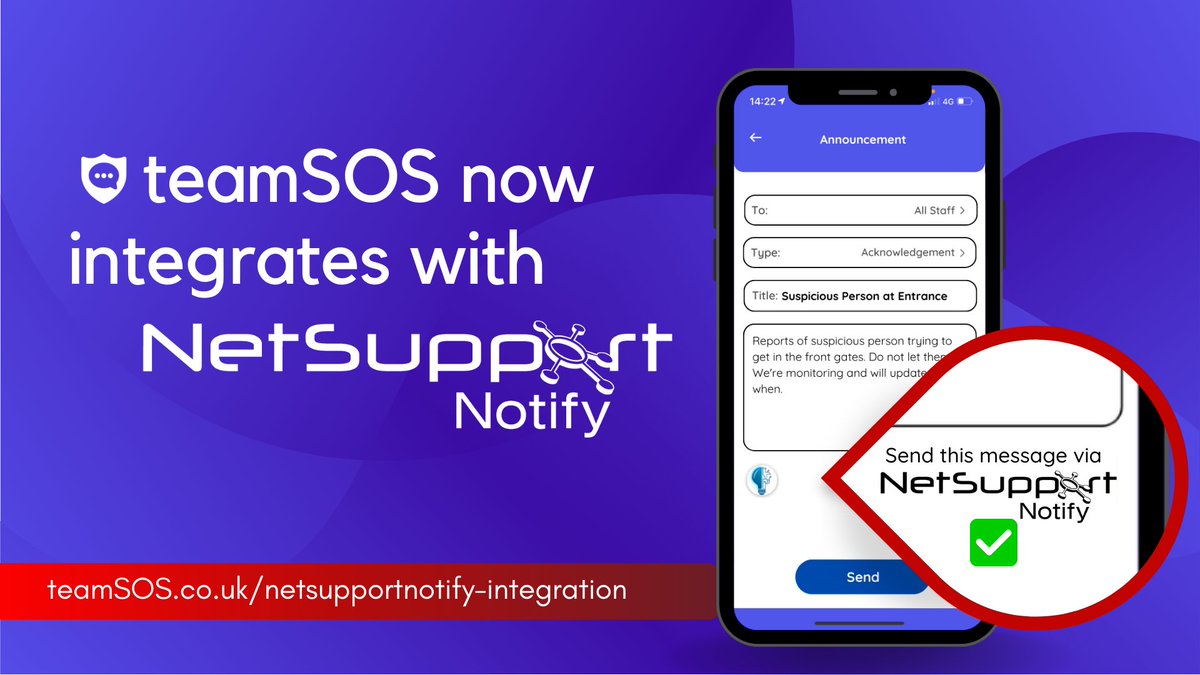 We've joined forces with <a href="/NetSupportGroup/">NetSupport</a> Notify to streamline your emergency comms. 🤝
Combining our innovative incident response with their powerful mass notifications, users can report, notify, &amp; resolve — all from the teamSOS app 👉bit.ly/3F3BWq8
#NetSupportNotify