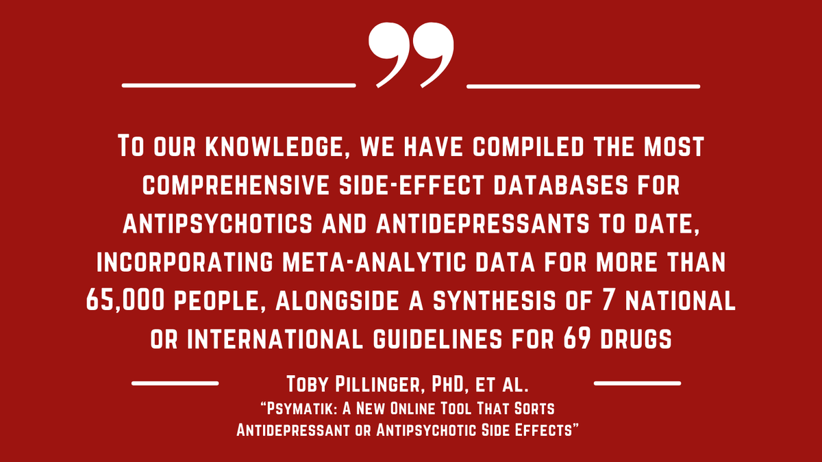 Psymatik (@PsymatikDotCom), a new web tool created by @tobypill and colleagues, streamlines sorting through antidepressant and antipsychotics side-effects. hcplive.com/view/psymatik-…

#Psymatik