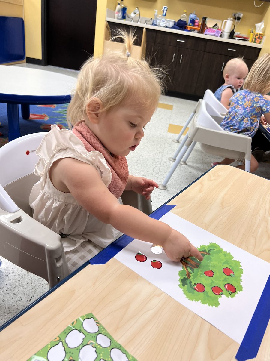 Adding sticker apples to our apple trees.