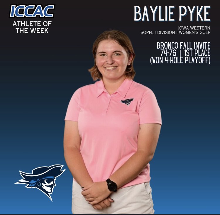 Another weekly honor. That makes 2 1st place finishes and a Runner-Up for the fall season. Scoring avg 73.6. 4-year colleges she is undecided🤷‍♂️