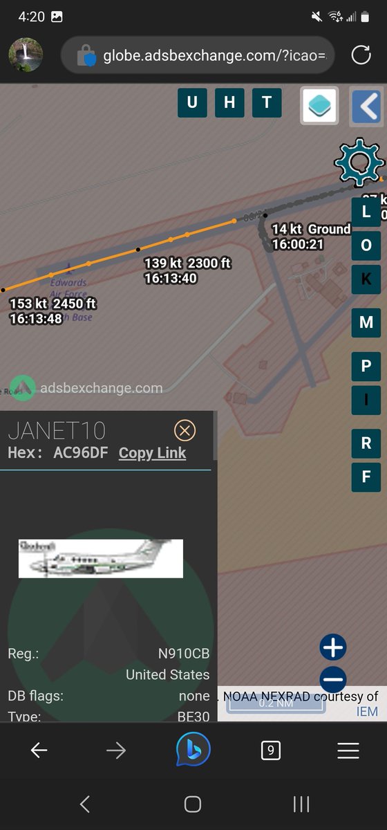 norb420's tweet photo. #AC96DF as #JANET10 From Edward AFB North Base 9L2 to Plant 42 KPMD. https://t.co/h8IlPRQAPj