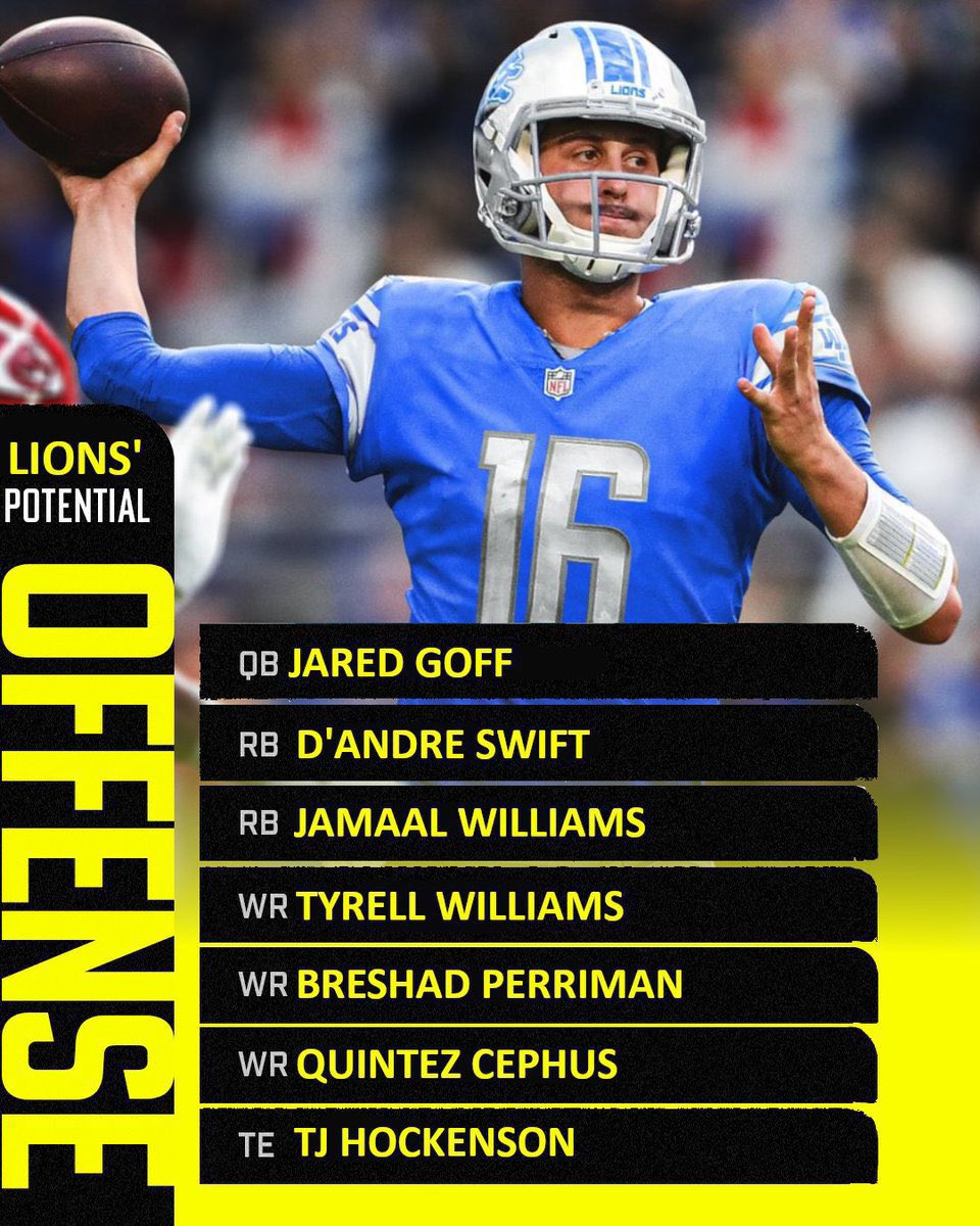 The Lions went from this to…. 

David Montgomery 
Jahmyr Gibbs 
Amon-Ra St. Brown 
Jameson Williams 
Josh Reynolds 
Kalif Raymond 
Sam LaPorta 

We are lucky.