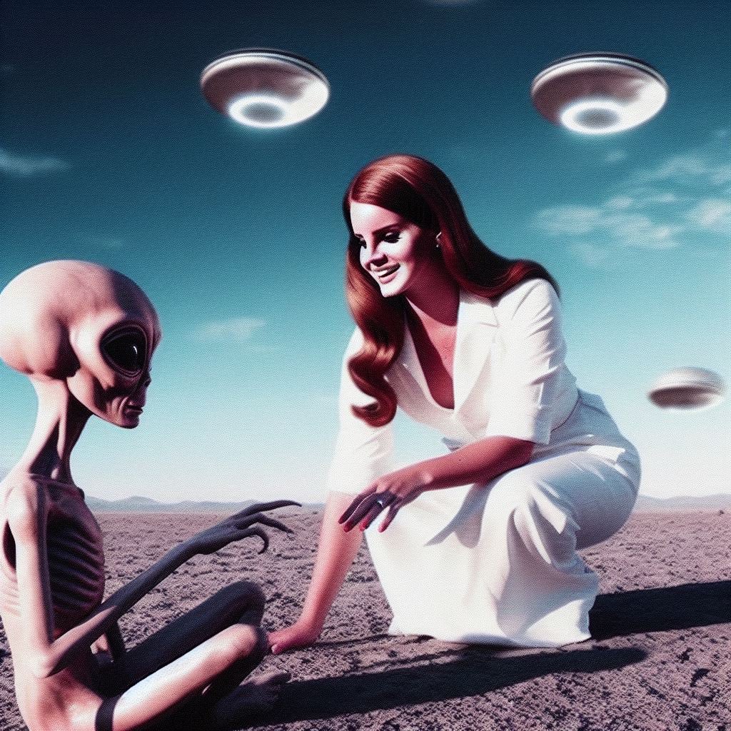 DanielMutton_'s tweet image. Lana del Rey meeting being the first in contact with aliens!!