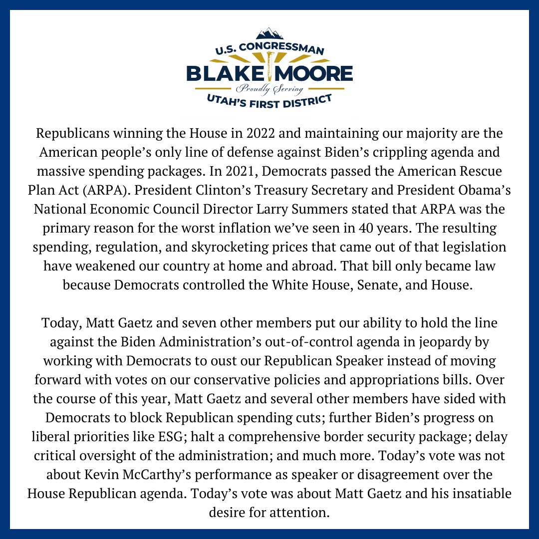 Congressman Blake Moore (@repblakemoore) on Twitter photo 