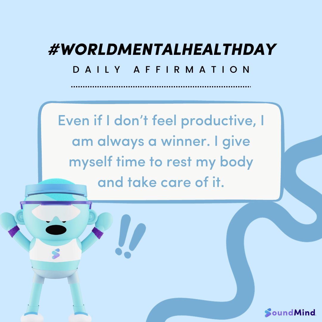 It's #WorldMentalHealthDay !🌎 It's important to take care of your mental health at all times, and use today to raise #awareness of how important mental health is. What Soundie affirmation are you taking with you for the week? 👇🏻
#mentalhealthawareness #selfcare #affirmations