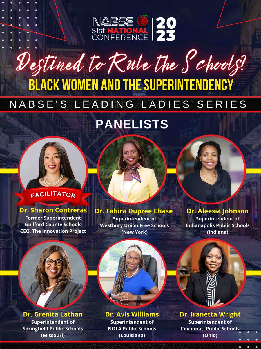 Destined to Rule the Schools? Hear from the nation’s leading female superintendents at the NABSE 51st Annual National Conference! Be sure to register today!  ow.ly/GPvT50PSIZu  
#nabse51 #leadingladies