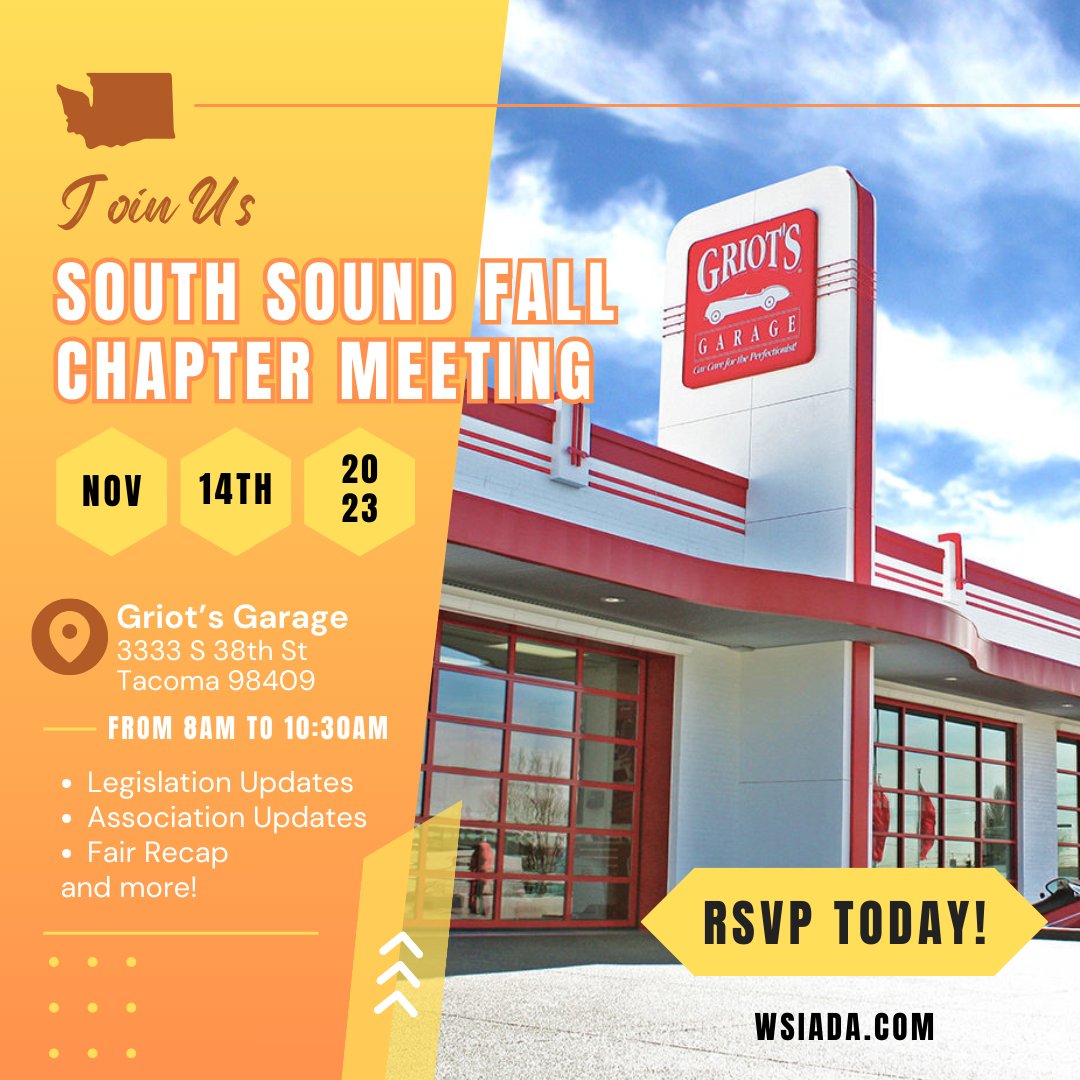 WSIADA's tweet photo. South Sound dealers, we are coming back to Griot's Garage for your Fall Chapter meeting...and yup it is early in the morning!

While some of us are not morning creatures, ya gotta love breakfast! 🥓🥞🍳 Which we will have for you 😊

Make sure to RSVP:
https://t.co/gdNI0dHVmK https://t.co/FJIofo87U4