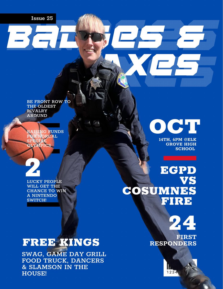 It’s almost time for the Badges &amp; Axes Showdown! 

🏀⛹️‍♀️🏀⛹️‍♂️🏀

Join us on October 14th, 6pm @ Elk Grove High School and watch as the oldest rivalry plays out! 

Elk Grove Police Officers 👮‍♂️ Vs. Cosumnes Fire Firefighters 👨‍🚒

All proceeds from ticket sales will go towards Special