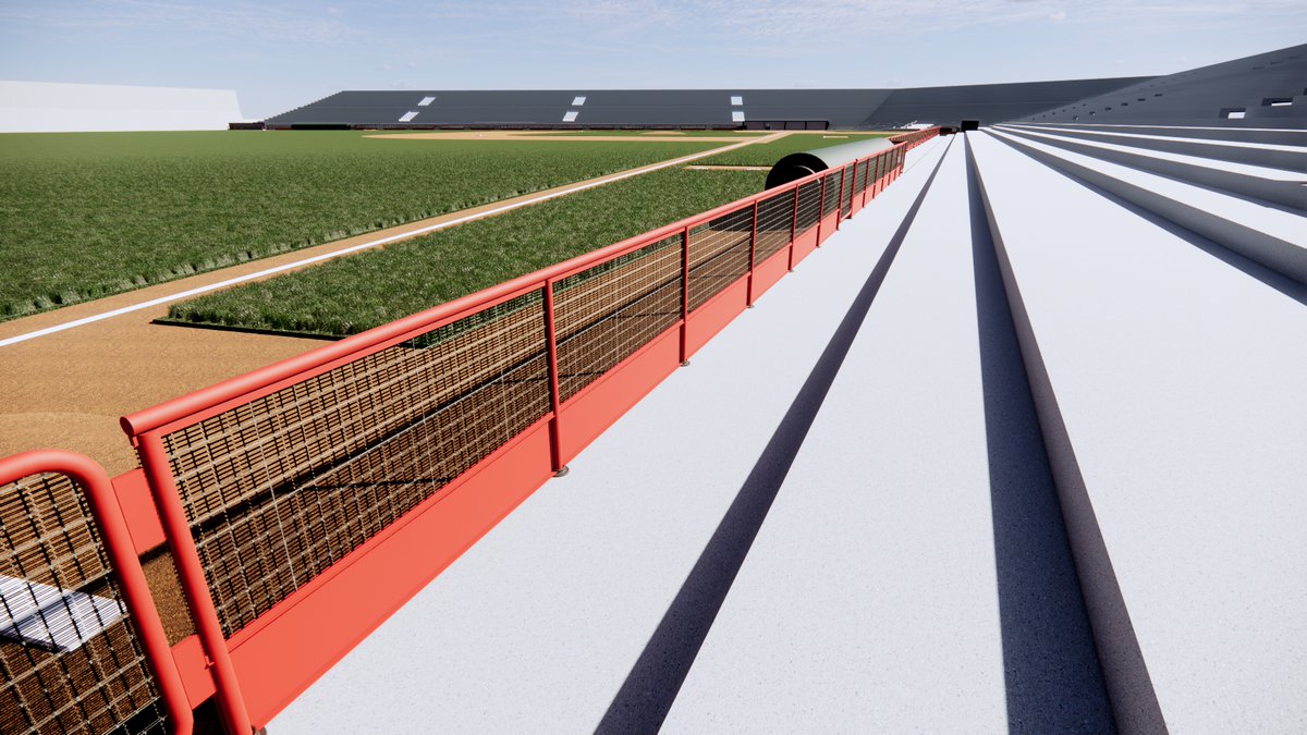 SportsBandbox's tweet photo. The colorful field rails under installation in the virtual Ebbets Field. #Brooklyn #Dodgers #Ebbets https://t.co/pKPW13OyVa