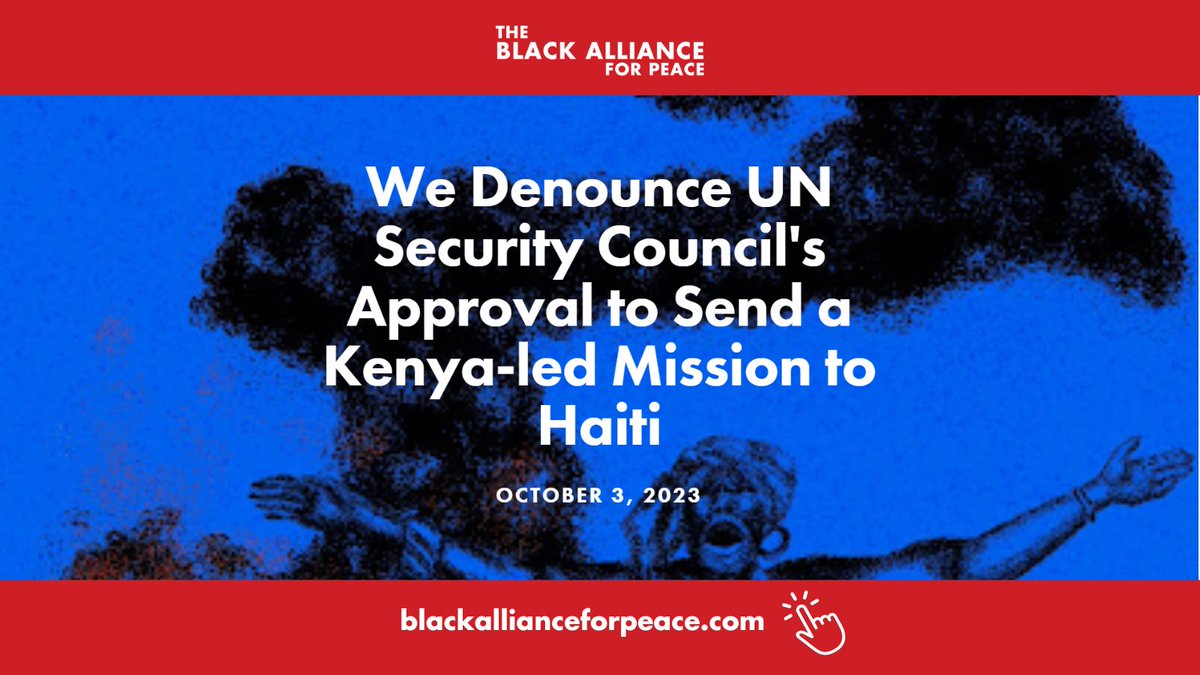 We, the undersigned, are adamant that a U.S./UN-led armed foreign intervention in Haiti is not only illegitimate, but illegal. We support Haitian people and civil society organizations. Read our full statement: blackallianceforpeace.com/bapstatements/…