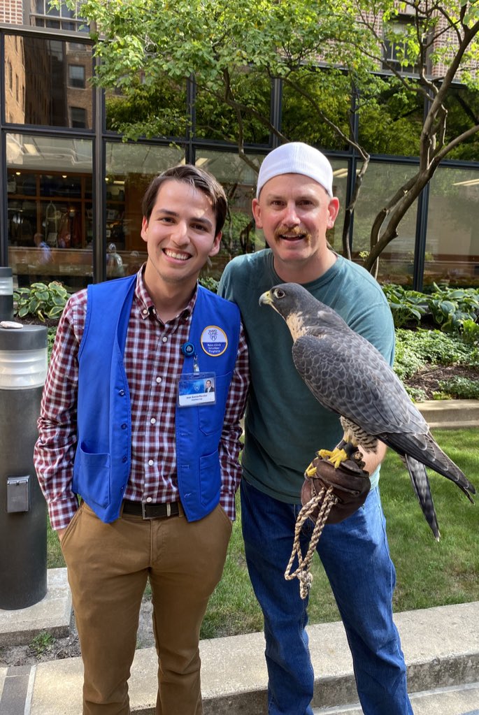 Juan P. Garcia-Mendez (@jp_garcia27) on Twitter photo Today I volunteered with Colin and Rhye, this beautiful peregrine falcon, for the <a href="/MayoClinic/">Mayo Clinic</a> Heritage Days! This Mayo-led conservation program has produced 74 majestic birds in Rochester. I was honored to team up with them to bring smiles to the faces of our patients and staff! Today I volunteered with Colin and Rhye, this beautiful peregrine falcon, for the <a href="/MayoClinic/">Mayo Clinic</a> Heritage Days! This Mayo-led conservation program has produced 74 majestic birds in Rochester. I was honored to team up with them to bring smiles to the faces of our patients and staff!