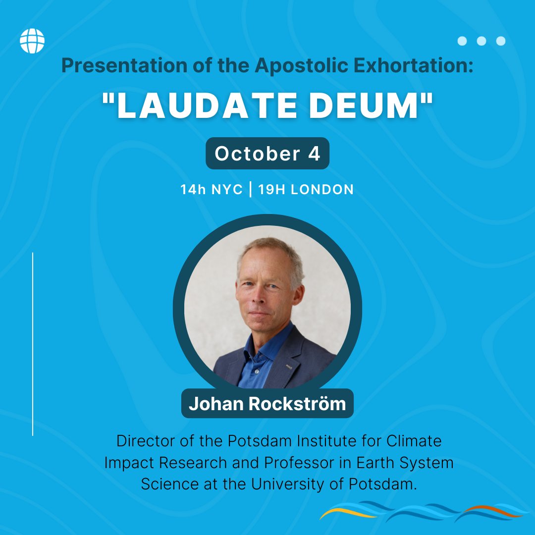 Do you know Johan Rockström, Director of the Potsdam Institute for Climate Impact Research? Join us and discover the inspiring perspectives he will share about the new apostolic exhortation📚 Register here! 👇 bit.ly/CelebratingLau…