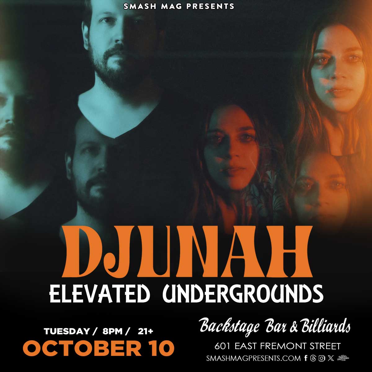Backstage Bar & Billiards (@backstagebarlv) on Twitter photo β‘ FREE SHOW β‘
Djunahβs newest album, βFemina Furens,β fuses influences from formal poetry (Gerard Manley Hopkins, Sylvia Plath, John Donne) and heavy music (PJ Harvey, Hum, Neurosis) to tell the story of Dianeβs diagnosis and continuing recovery from complex ... β‘ FREE SHOW β‘
Djunahβs newest album, βFemina Furens,β fuses influences from formal poetry (Gerard Manley Hopkins, Sylvia Plath, John Donne) and heavy music (PJ Harvey, Hum, Neurosis) to tell the story of Dianeβs diagnosis and continuing recovery from complex ...