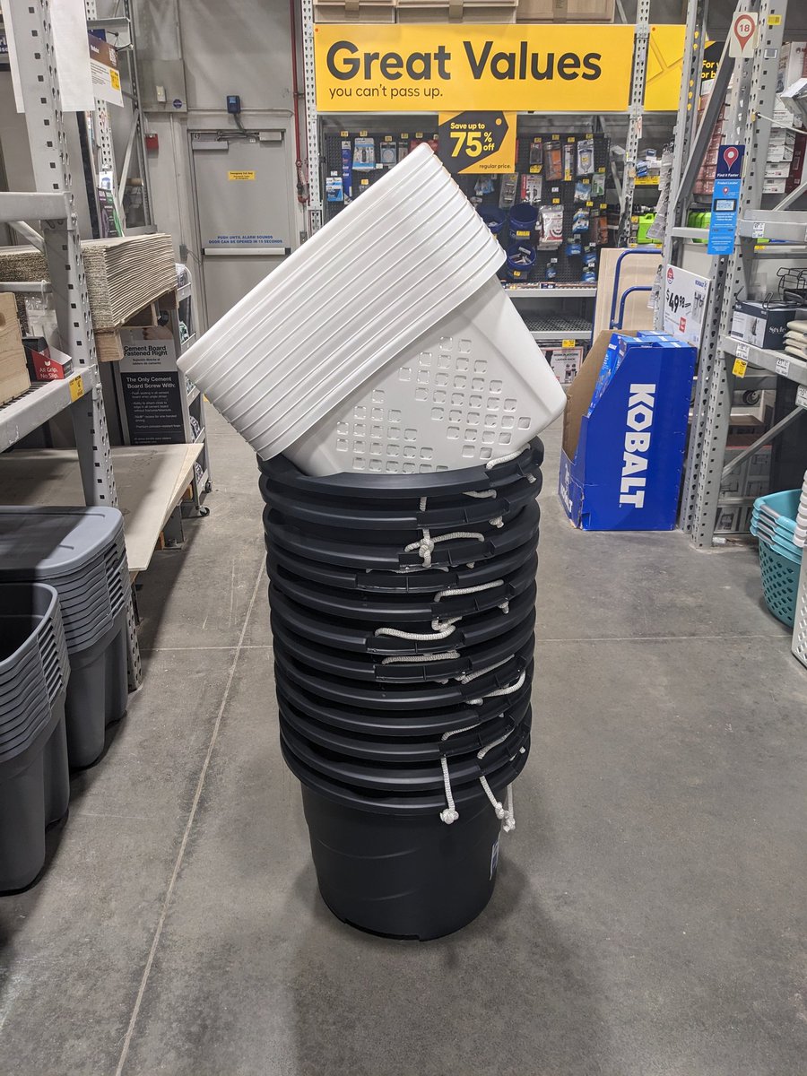 Finally bought lots of tubs and baskets. Can't wait to color coordinate them. Thanks <a href="/MrSpringPE/">Randy Spring</a> &amp; <a href="/HDPhysEd/">Cliff Roop</a>! 🌈 #physed <a href="/Lowes/">Lowe's</a>