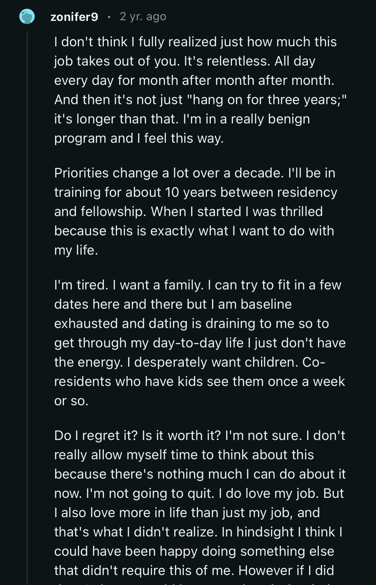 “Priorities change a lot over a decade….There’s more to life I love that work, and that’s what I didn’t realize.” — anonymous #surgery #doctalk #medbitter #medtwitter