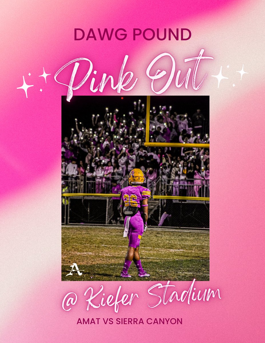 PINK OUT this week at the Dawg Pound vs Sierra Canyon💗
<a href="/CoachHagerty/">Steve Hagerty</a> <a href="/StudentSectRep/">The Student Section Report</a>