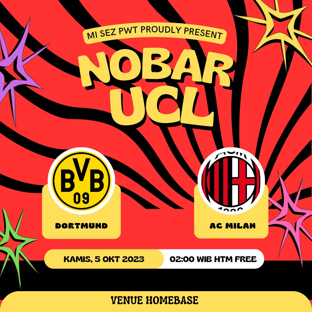 •NOBAR MATCHDAY 2 UCL• 
Info lengkap ada di flyer #ForzaMilan