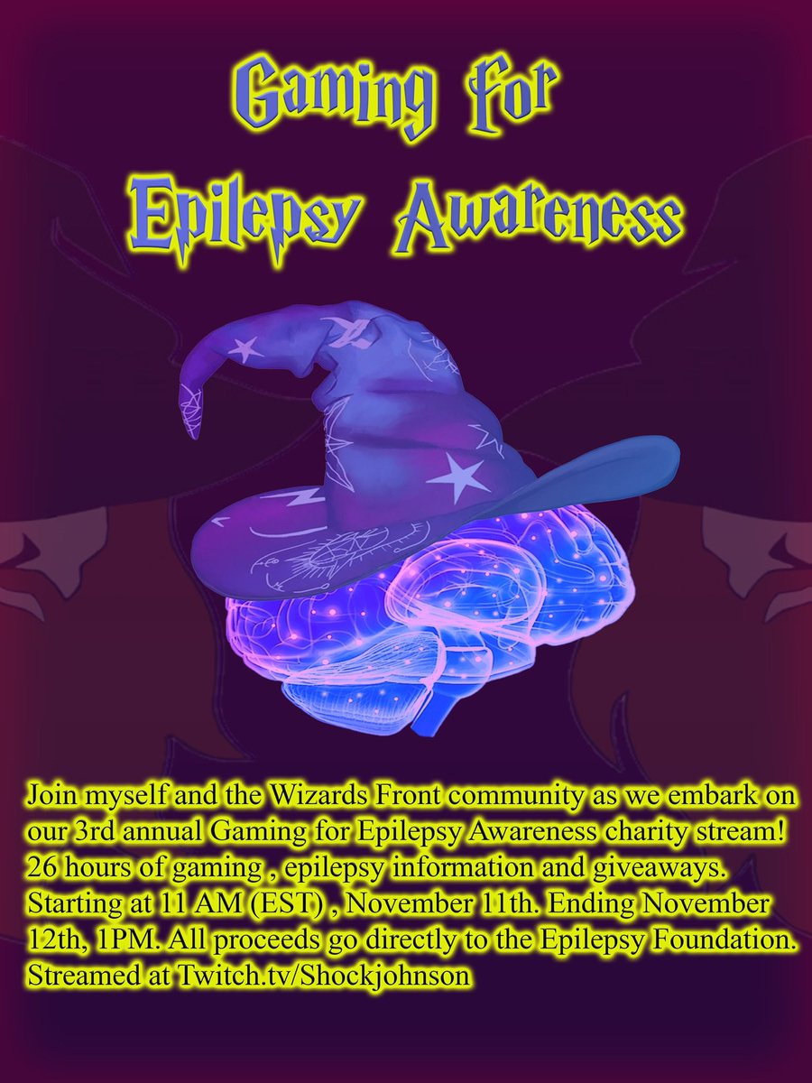TheShockjohnson's tweet photo. We are about a month away from the third annual GFEA charity stream! All proceeds go to the Epilepsy Foundation! Joined by Twikles, Flinthoof, @phantasm_DJ and @bigb0ssman52  #epilepsy https://t.co/0hlcxjhiEX