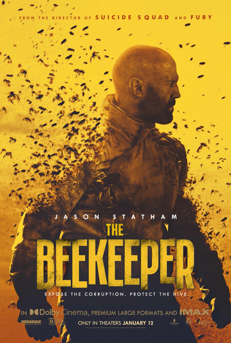 AmazonMGMStudio's tweet image. From Director David Ayer, #TheBeekeeper starring Jason Statham hits theaters everywhere January 12.