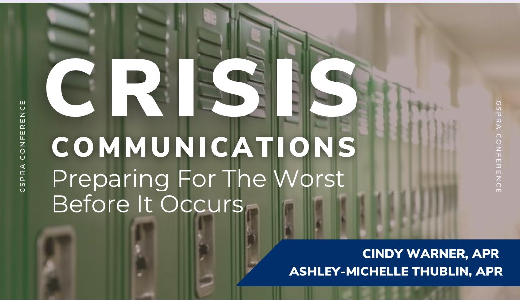 Excited to be joining my friend and #schoolPR colleague <a href="/AMThublin/">Ashley-Michelle, APR</a> to present on proactive Crisis Communications planning at the <a href="/GSPRA/">GSPRA</a> fall conference this week!