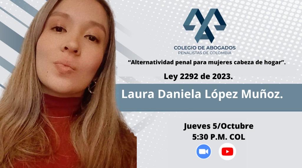 El ⁦<a href="/CPenalistas/">Colegio de Abogados Penalistas de Colombia</a>⁩ ⁦invita a esta importante conferencia con ⁦<a href="/DanielaLpezMuo3/">Daniela López</a>⁩, una voz autorizada en temas penitenciarios. Los esperamos!