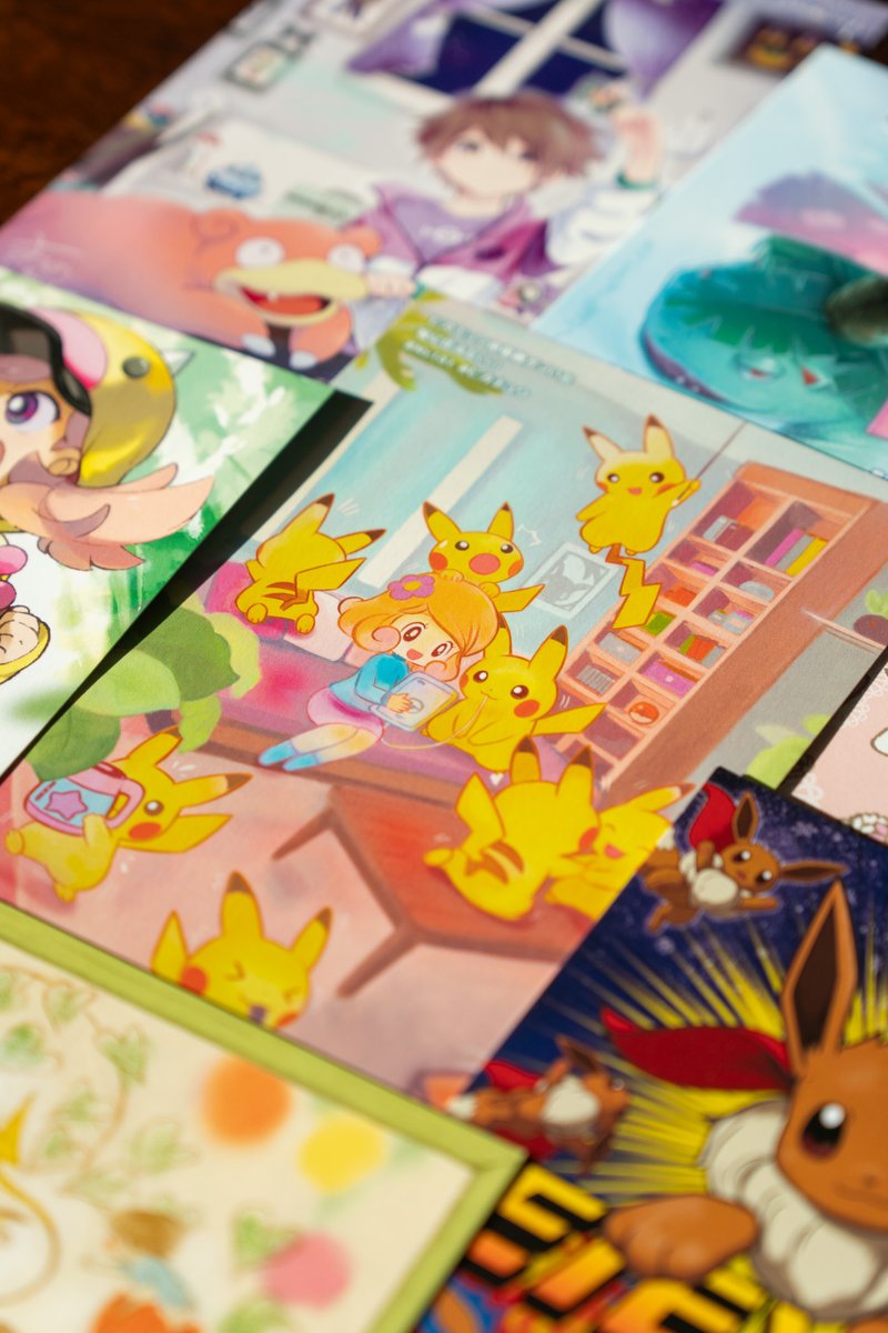 pkm_jp's tweet photo. So happy to have collected all the #my151 postcards. 😍 The my151 postcard campaign in 2019 had fans tweet their favorite pokemon memories. 16 of these were then drawn each by different artists. https://t.co/Z9N6LnAr7e