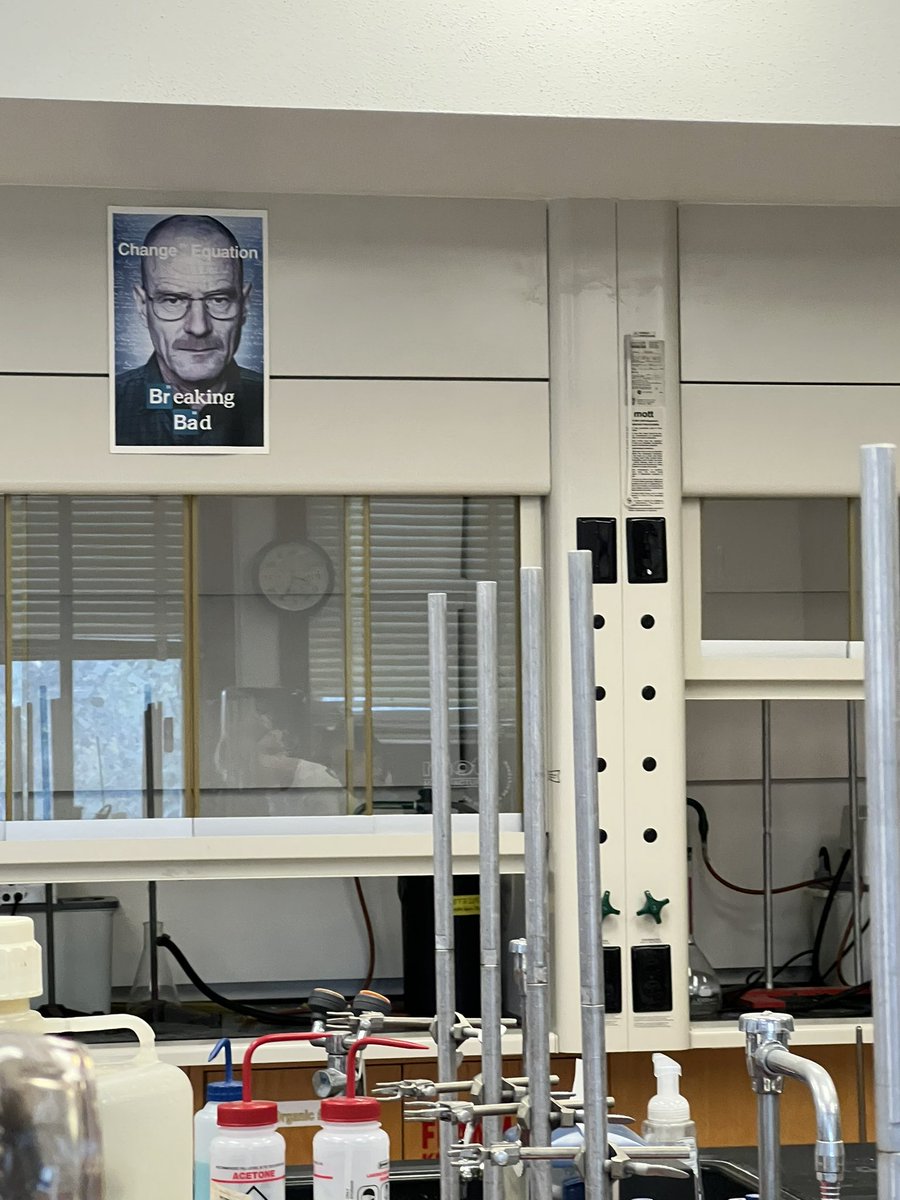 poptartartt's tweet photo. breaking bad poster in my organic chem lab yass https://t.co/pqhA6TZHB0