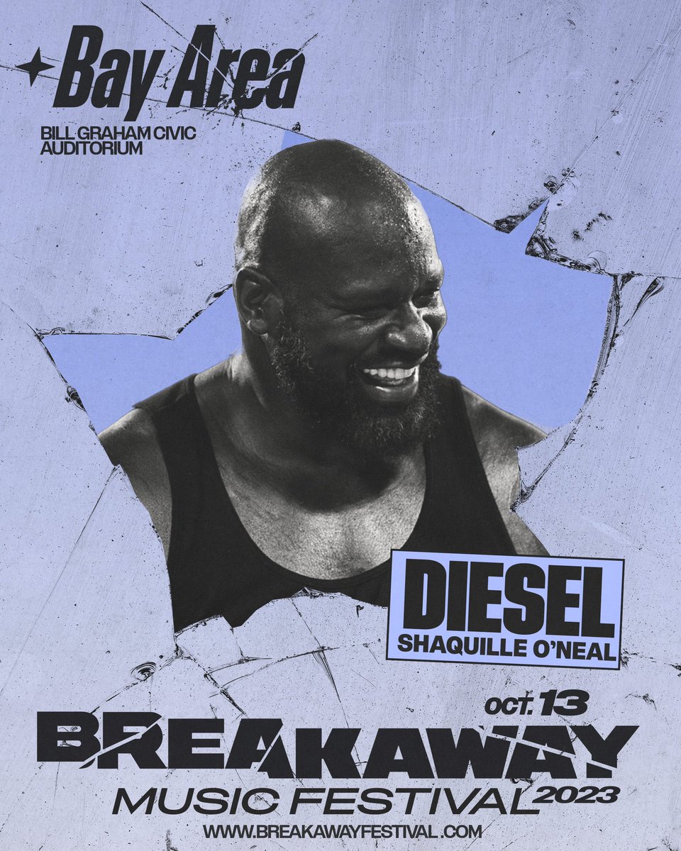 BreakawayFest's tweet image. BAY AREA! Due to unforeseen circumstances, DJ Snake will no longer be performing at this year’s Breakaway. We are hyped to announce that @djdiesel, aka Shaquille O&apos;Neal, has just been added to play Friday, 10/13 in his place! 🪩