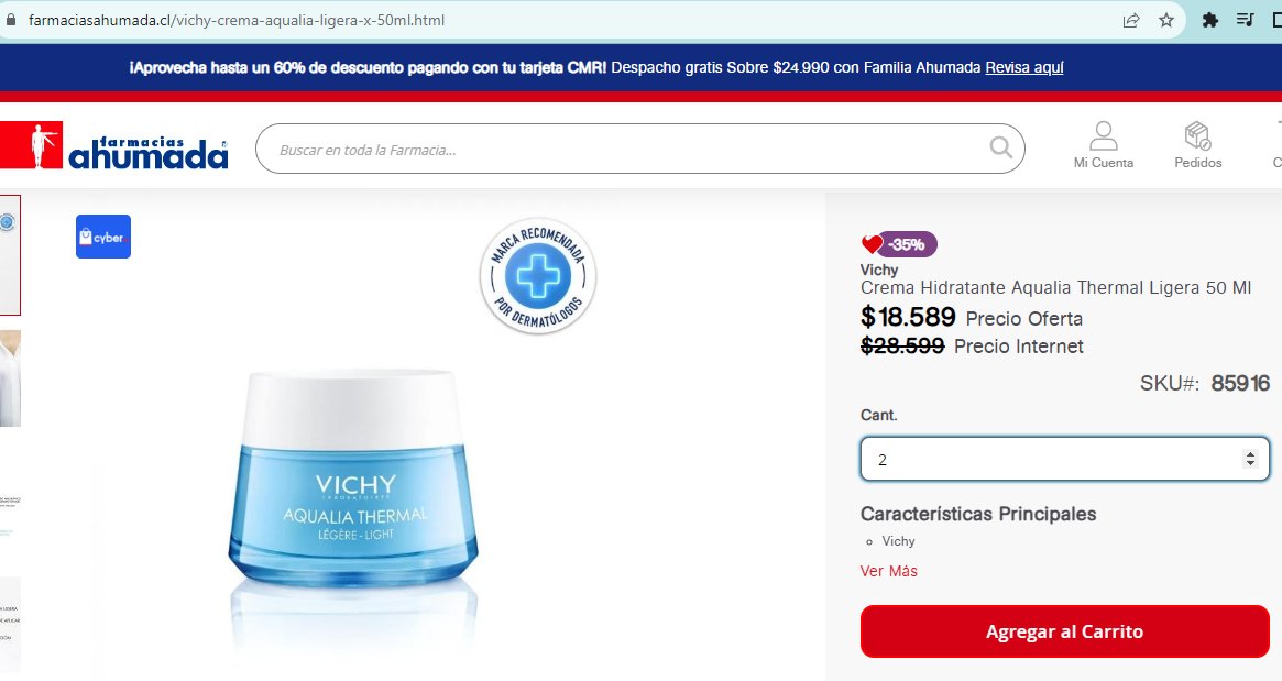 Maricel2009's tweet photo. Ojo @SERNAC @conadecus @CyberDaysChile Publicidad engañosa de Farmacias Ahumada. Ofertan producto a precio irreal: según "oferta ciber" es de 18.589, por lo que dos unidades debieran costar 37.178, pero al ir a pagar el cobro sube misteriosamente a 42.898. No aprenden! https://t.co/s6Bewby5LR