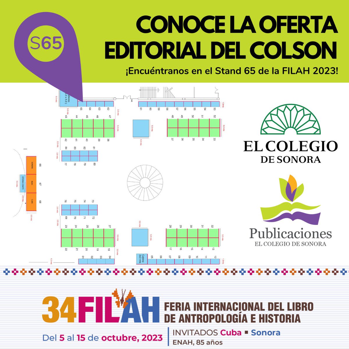 Colsonora's tweet photo. ¡Nos vemos en el stand 65 de la edición 34 de la Feria Internacional del Libro de Antropología e Historia¡

#Sonora #Cuba #LibrosColson #FILAH2023 #EdiciónAcadémica #Territorio #Justicia https://t.co/jXpR7fgU48