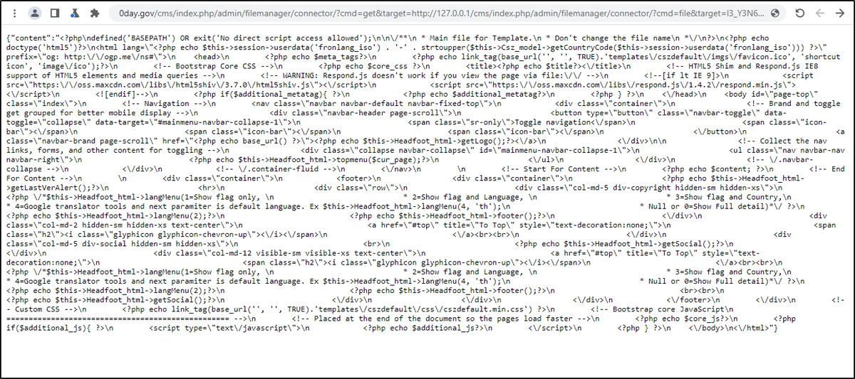 TheMsterDoctor1's tweet photo. SSRF / LFI / Remote Code Execution

CSZCMS version 1.3.0 server-side request forgery exploit that leverages local file inclusion to inject a remote shell.
#BugBounty #InfoSec #CyberSecurity #HackerOne #BugHunting #WebSecurity #PenTest #AppSec #CyberAttack @elvtnx https://t.co/1pZaDXsqwT