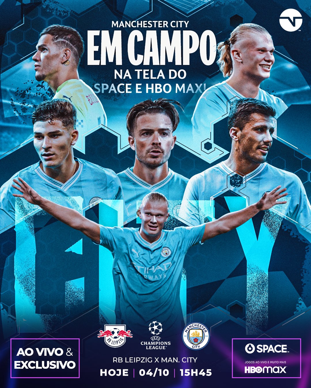 RB LEIPZIG X MANCHESTER CITY - CHAMPIONS LEAGUE AO VIVO - PRIMEIRO