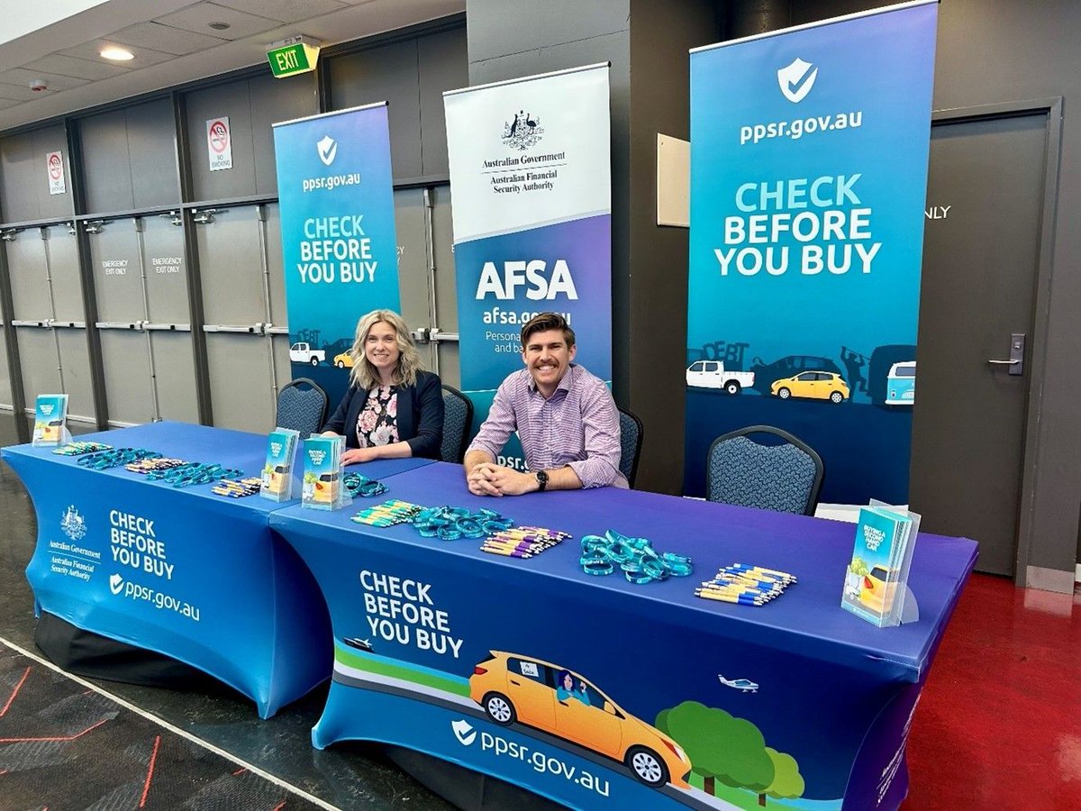 AFSA_gov_au's tweet photo. The PPSR team been promoting the $2 PPSR car search to students in Adelaide at the Street Smart High event.

The PPSR team were on hand to highlight the importance of doing a $2 car search when buying a used car privately.

To complete a $2 search, visit https://t.co/9zv6xvsvHY https://t.co/FJLS5grpJf