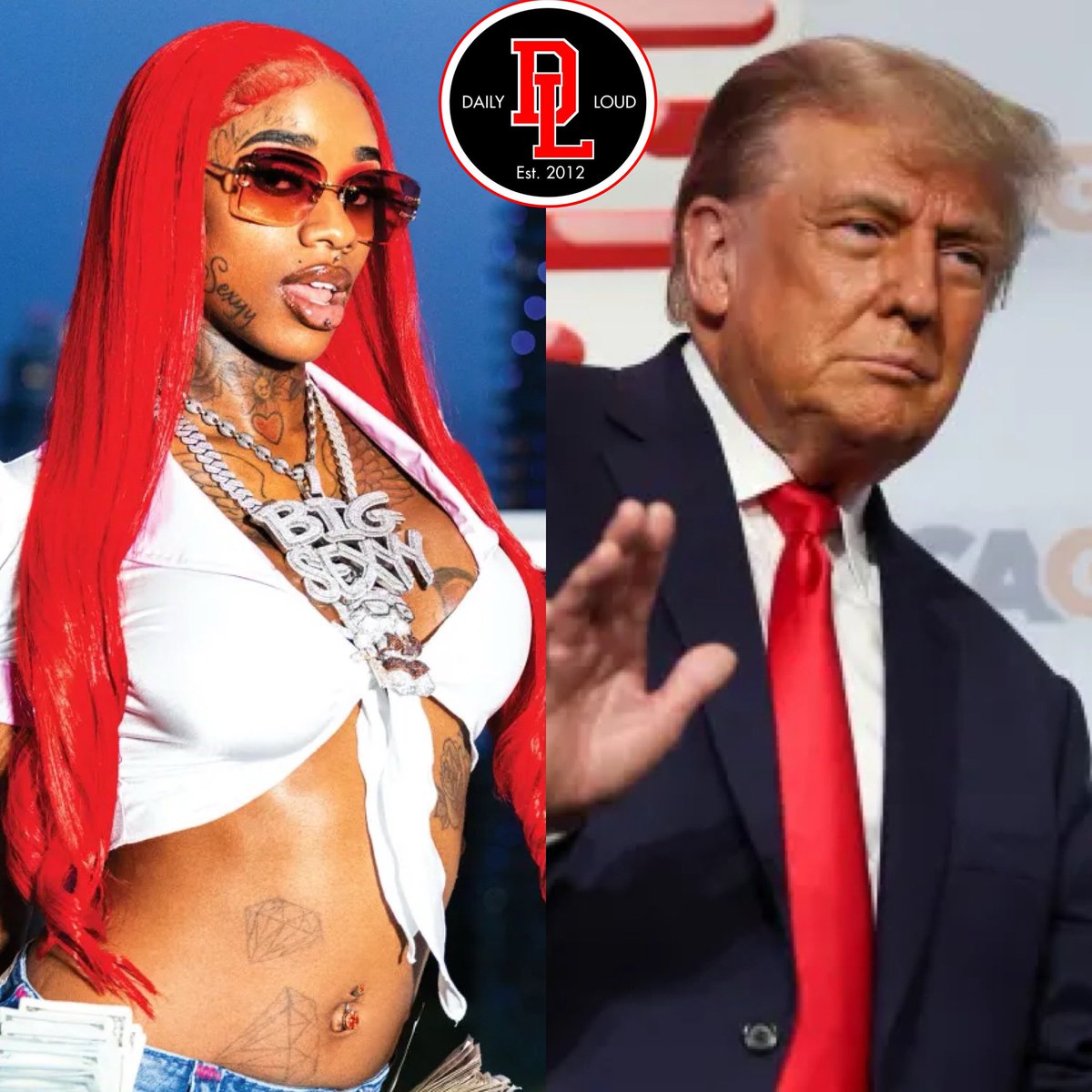 DailyLoud's tweet image. Sexyy Red speaks on Donald Trump via Theo Von podcast:

“I like Trump. They support him in the hood. At first people didn’t f*ck with him, they thought he was racist. But once he started getting Black people out of jail and giving free money, oh baby we love Trump. We need him…