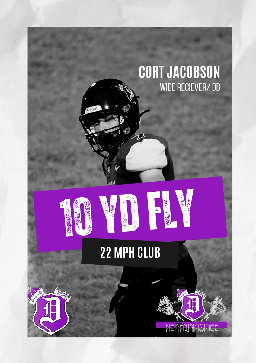 CoachWinterland's tweet photo. Dixon Performance: We always average our 10 yd fly times rather than give athletes the fastest time. Last night we had our first 22 mph average! Congrats to Cort Jacobson. Week 7 and breaking records?! LETS GOOO!! #BePurple #DixonPerformance https://t.co/PLnGjmaXB5