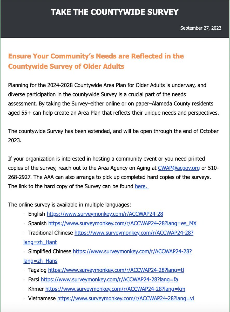 MercyBrownBag's tweet photo. Thanks to the Senior Services Coalition of Alameda County for conducting this important survey! Help us make sure that all of your loved older adults have their voices heard! 

https://t.co/x4aRCEPxBG https://t.co/McOIkDdVmy