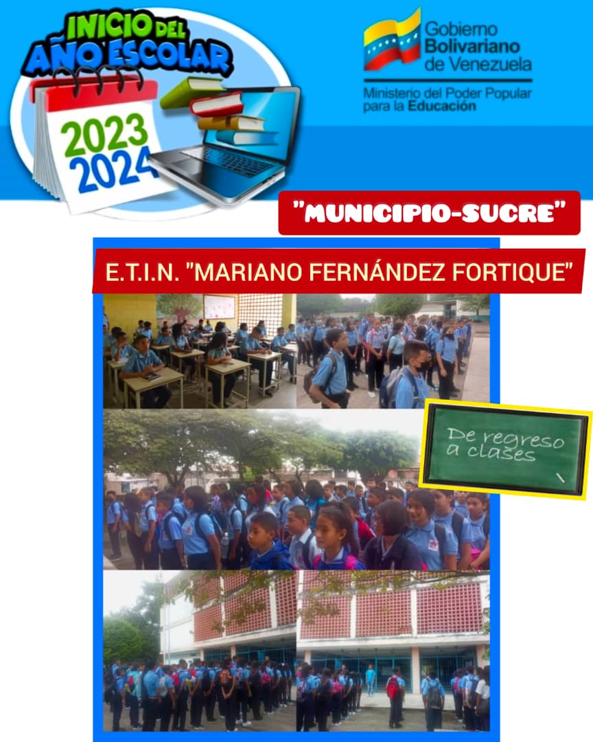 McpiosucreP's tweet photo. #3Oct E.T.I.N Marino Fernández Fortique, recibe con amor y compromiso a sus estudiantes.
@MPPEDUCACION
@PiedadQuintana1
@Aragua1Ze
@_LaAvanzadora
@Soykarinacarpio
#QueNotaRegresarAClases https://t.co/VscMXvMFy7