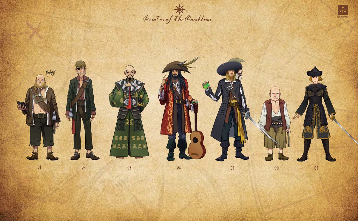 SANTONG0307's tweet photo. Seven characters have been drawn and I need to continue, 😂hope to finish all the characters as soon as possible. Lucky man~ #piratesofthecaribbean #jacksparrow #deep #drawing #procreateartwork #artist #disney #jonnydepp https://t.co/zCrbe3HtIx
