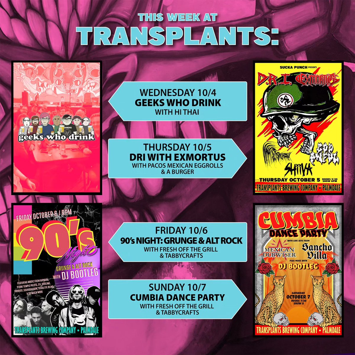 transplantsbrewing.com @geekswhodrink #cumbia #90smusic #grunge #driband #punkmusic #punkrock
