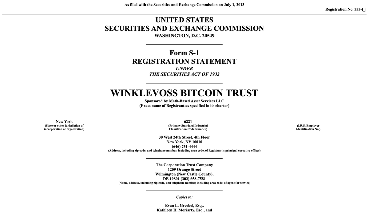 the winklevoss twins @cameron and @tyler filed for the first spot bitcoin etf in july 2013. since the date of the application bitcoin is up over 300x. $10k in bitcoin back then would be worth over $3m today. this is what the sec has been fighting to protect us from.