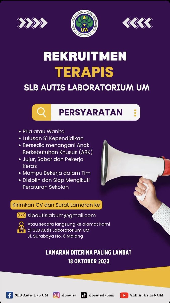 #lowkermalang untuk S1 Kependidikan untuk anak berkebutuhan khusus 

<a href="/infomalang/">Info Malang</a>