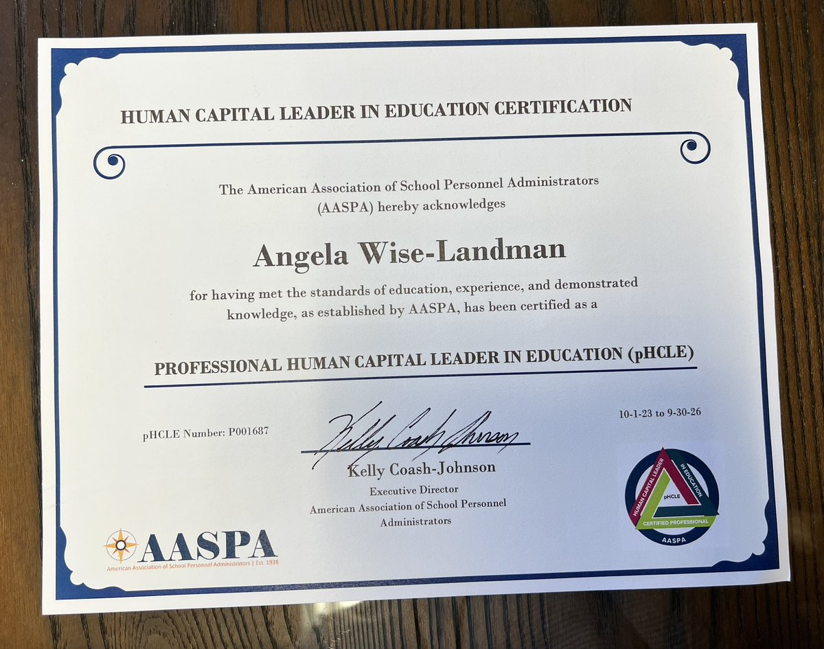 Thank you so much <a href="/_AASPA_/">AASPA</a>  for this wonderful piece of mail today!! I am happy/excited to share that after 50 hrs of coursework and 50 plus in studying for the credential exam, I am now certified officially as Professional Human Capital Leader in Education! #pHCLE #AASPA #pk12👏🏻