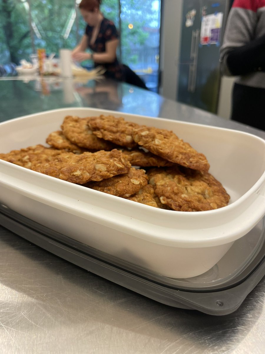 BrookeF_'s tweet image. Catherine Wills baked up some Anzac biscuits with her grandson for the Great Rare Books Bake Off! (Posting Catherine’s entry for her) #TheGreatRareBooksBakeOff #BakeMonash Go Monash!