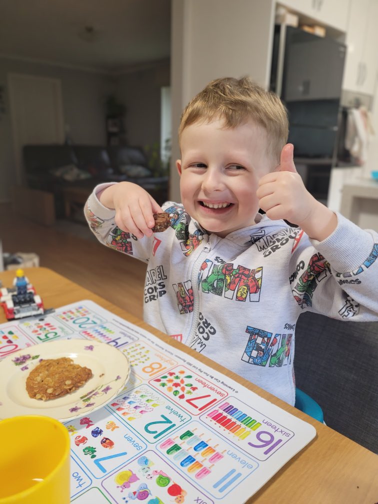 BrookeF_'s tweet image. Catherine Wills baked up some Anzac biscuits with her grandson for the Great Rare Books Bake Off! (Posting Catherine’s entry for her) #TheGreatRareBooksBakeOff #BakeMonash Go Monash!